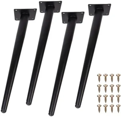 Produktbild von PolkaHome® Tischbeine Metall Schwarz, konische Möbelfüße, 35 cm Höhe, Set von 4
