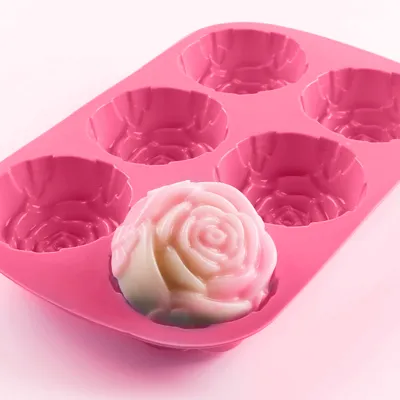 Produktbild von Kuchenform 3d wiederverwendbares 6-Cavitation Nicht-Stick-Rosenblumenform Fondantform für die Küche