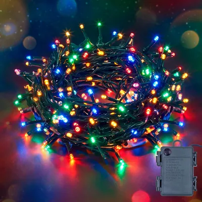 LED-Lichterkette 200 bunte LEDs, 19,9 m, batteriebetrieben, 8 Modi