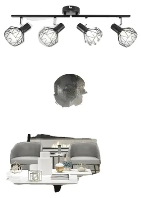 Immagine prodotto di Faretto da soffitto, orientabile a 350°, installazione autonoma, nero, senza lampadina
