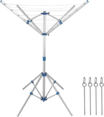 Produktbild von Famanu Mobile Wäschespinne mit Erdankern - Leichtgewicht Aluminium Wäscheständer für Camping