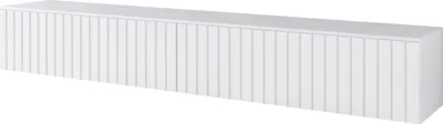 A white TV lowboard with a ribbed front.