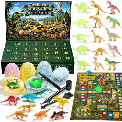 Zdjęcie produktu dla Kalendarz Adwentowy Dinozaury 2026 Dzieci 24 Dino Jajka i Mata do Gry