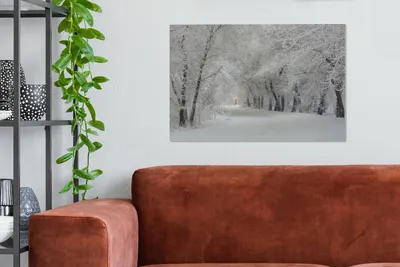 Produktbild von MuchoWow® - Leinwandbilder - Bäume - Schnee - Winter, Wandbild, Wanddeko Bilder Wohnzimmer, 90x60 cm