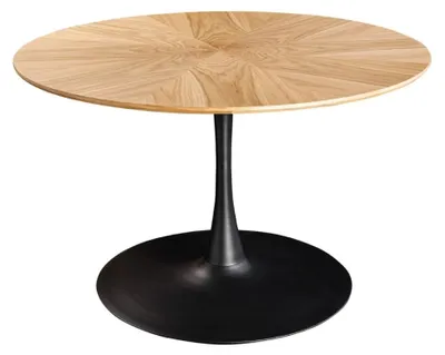 Image de Table de salle à manger SOREN – MDF placage chêne et métal – 120 cm – Ronde – Style moderne