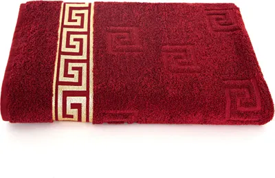 Produktbild von Luxus Medusa Saunatuch 100x200 cm - Bordeaux - feinste Ringgarn Baumwolle / Jacquard Webung / Hochflor Frottee mit Medusa Flachprägung und goldener Medusa Bordüre