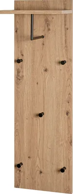 Produktbild von HAKU Wandgarderobe Eiche hell, schwarz - MDF, Metall, B/H/T: 30x100x20 cm