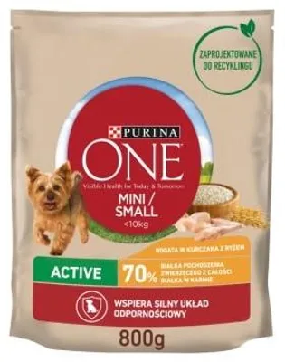 Obrázek produktu pro PURINA One Mini Active s kuřecím masem a rýží - suchá krmiva pro psy - 800 g