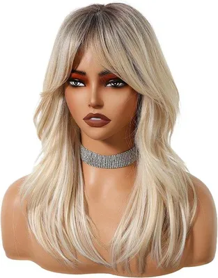 Productafbeelding van Lange, blonde synthetische pruik, 50 cm, krullend, geschikt voor dagelijks gebruik.