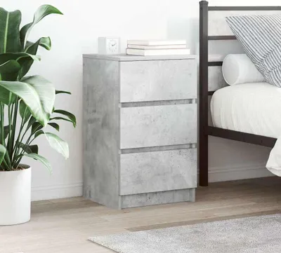 Image de vidaXL Table de nuit avec 3 tiroirs gris béton 39x35x65 cm
