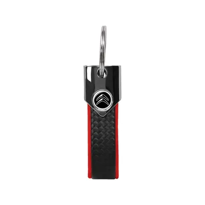 Image de Porte-clés Citroën Rouge Officiel, Carbone, Logo Noir