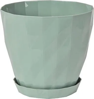 Produktbild von 2 Selbstbewässernde Orchideentöpfe in Salbeigrün mit Kristalldesign und Untersetzer, BPA-frei, UV-beständig