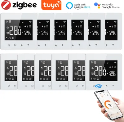 Produktbild von 12X Tuya ZigBee Smart Thermostat 3A Wasser-/Gaskessel Raumthermostat, APP-Steuerung, Home/Alexa Sprachsteuerung, Wöchentlich programmierbar