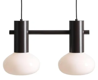 Produktbild von Hängelampe Metall Glas E14 H: max. 250 cm Mokka Weiß 2-flammig länglich Modern Hängeleuchte