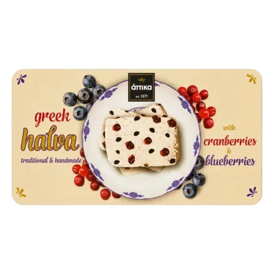 Attika Halva Cranberry & Heidelbeere 250 g Verpackung auf weißem Grund