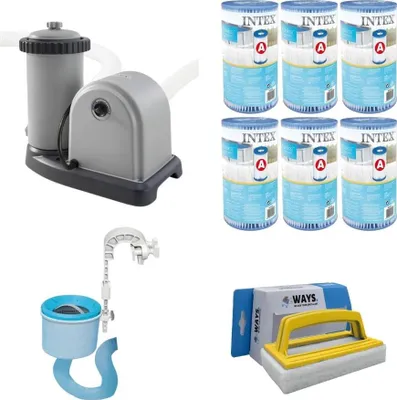 Produktbild von Intex Abschäumer & Filterpumpe 5678 L/u & 6 Filter Typ A & WAYS Scheuerbürste