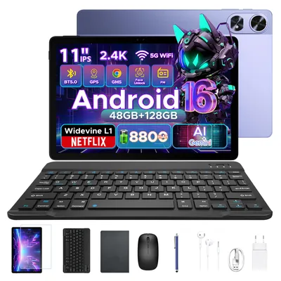 Produktbild von POCKAM P11 PRO 48(8+40)GB+128GB, 11 Zoll, Android 16, 8800mAh, mit Tastatur/Maus/Stift/Hülle usw, BT5.0, 5G WiFi, Gemini AI, 3.5mm Kopfhöreranschluss
