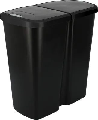 Image de Prosperplast COMPACTA Q DUO, 45 l, noir recyclé avec couvercle noir.
