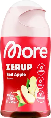 A bottle of More ZERUP Red Apple flavour liquid.