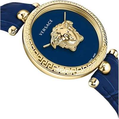 Produktbild von Versace VECO02922 Palazzo gold blau Leder Armband Uhr Damen NEU