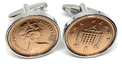 Image de Boutons de manchette en forme de pièce de 1 penny pour un 53e anniversaire