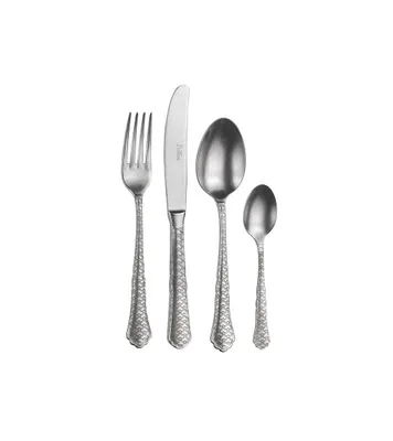 Immagine prodotto di Pinti Settecento Stone Washed decorata Set 24 posate acciaio inox 18/10  – Servizio per 6 Persone - forchetta, coltello, cucchiaio e cucchiaino - Design elegante e vintage