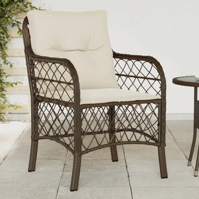 Produktbild von Maison Exclusive - Gartenstühle mit Kissen 2 Stk. Braun Poly Rattan