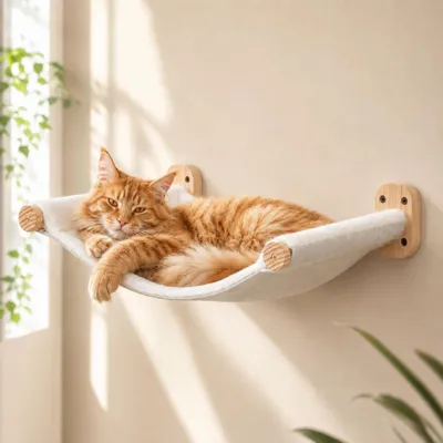 Image de Hamac pour chat à fixer au mur, dimensions 53 x 38,5 cm, supportant jusqu'à 15 kg, double face