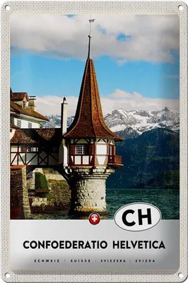 Produktbild von Blechschild Reise 20x30cm Confoederatio Helvetica Kirche