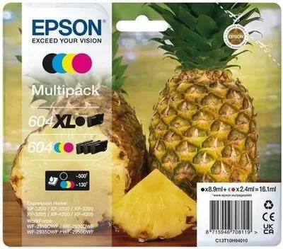 Immagine prodotto di Cartuccia d'inchiostro, EPSON 604XL 603XL Starfish C13T10H94010, ciano, magenta, giallo, nero, confezione da 4, XL 16,1 ml