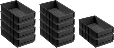 Produktbild von SparSet 10x Leitfähige Industriebox 300 B | HxBxT 8,1x18,3x30cm | 3,4 Liter | ESD, Sichtlagerkasten, Sortimentskasten, Sortimentsbox, Kleinteilebox