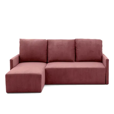 Produktbild von NACANAPA Ecksofa GARDA L Links mit Schlaffunktion 132x198 Cord Rosa