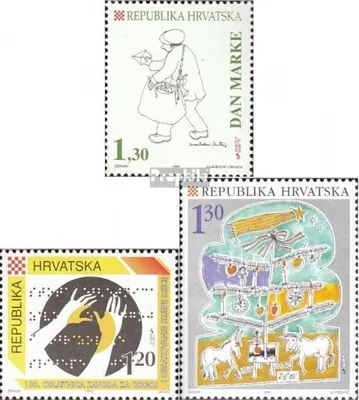 Produktbild von Briefmarken Kroatien 1995 Mi 332,352,353 (kompl.Ausg.) postfrisch Tag der Briefmarke