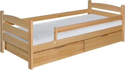 Produktbild von Kinderbett / Jugendbett Milo 36 inkl. 2 Schubladen und Lattenrost, in Natur, Kiefer Massivholz, Liegefläche 90 x 200 cm, robust und langlebig