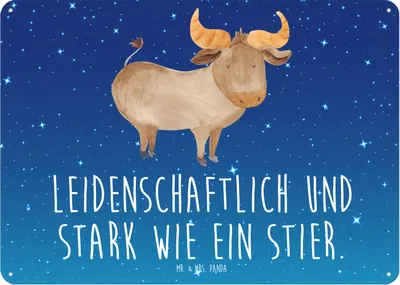 Produktbild von Mr. & Mrs. Panda Wandbild Sternzeichen Stier DIN A5 - Sternenhimmel Blau - Geschenk, Schild, Rind, Blechschild, tafel, Ochse, Türschild, Geburtstag April, Mai, Retro