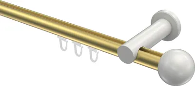Produktbild von Interdeco Innenlaufstange / Gardinenstange mit Innenlauf Messing-Optik / Weiß, Typ Platon Luino (Kugel), 20 mm Ø 1-läufig, 480 cm
