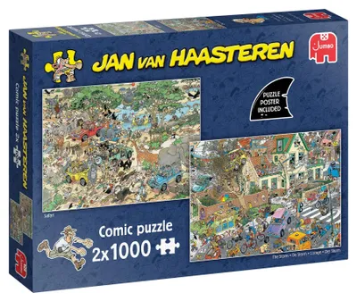 Image de Jan van Haasteren, Safari & La tempête, 2x1000 pièces puzzle