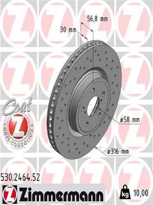 Produktbild von 2x ZIMMERMANN Bremsscheibe 530.2464.52 für SUBARU FORESTER (SJ) Outback (BR)