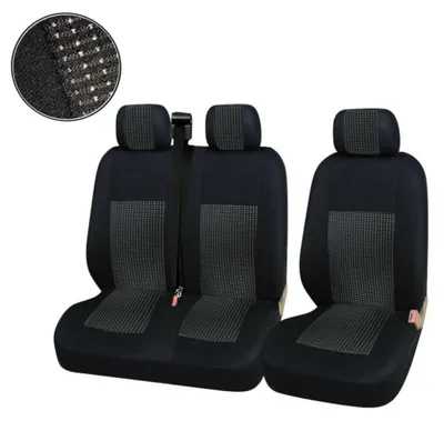 Obrázok produktu pre 2+1 poťahy na sedadlá v čiernej farbe pre sedadlá vozidiel Mercedes Sprinter, Vito, VW Crafter T5, Ford Transit, Peugeot, Iveco – prémiová kvalita