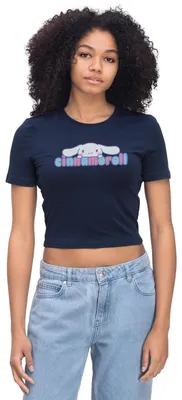 Produktbild von Spreadshirt Cinnamoroll Guckt Über Schriftzug Crop Top, XL, Light Navy