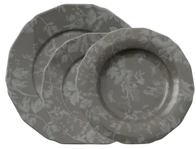 Produktbild von Arthur Krupp 67390AA2, 4 Person(en), Porzellan, Dunkles Grau, Garden, Rund, 28,5 cm