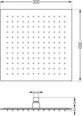 Immagine prodotto di Soffione doccia Slim Square - Rain 30 x 30 cm + braccio doccia, cromo (79130112-00)