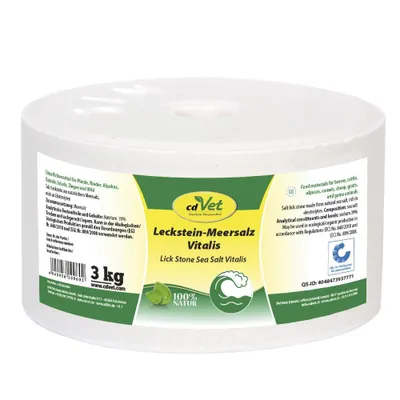 Produktbild von Cdvet Leckstein Meersalz Vitalis 3 kg - (MHD 08.03.26) Snack für: Pferd, Ziege, Rind, Schaf, für ökologische/biologische Produktion nutzbar