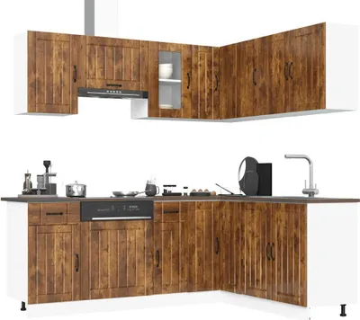 Produktbild von Hochwertig 11-tlg. Küchenschrank-Set Kalmar Räuchereiche Holzwerkstoff 3314946