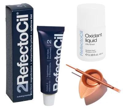 Produktbild von RefectoCil SET Augenbrauen- und Wimpernfarbe mit Oxidant & Applikator Set 15ml Blauschwarz