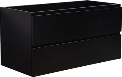 Produktbild von Badplaats Waschbeckenunterschrank Angela 100 x 48 cm Schwarz Matt - Hängender Badezimmerschrank mit 2 Schubladen, Vormontiert und mit Soft-Close