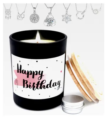 Produktbild von Happy Birthday, Sojawachs Duftkerze im Glas mit Spruch, Schmuckkerze als Geschenk, liebevolle Geschenkidee für Familie und Freunde (Schwarz)