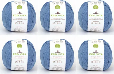 Image de 6 pelotes de DMC Eco Vita – fil composé à 80 % de coton recyclé et à 20 % de fibres recyclées, n° 388 (couleur 137)