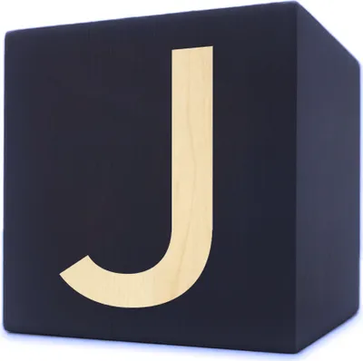 Produktbild von Holzbuchstabe Würfel, 5 x 5 cm, schwarz, Buchstabe J