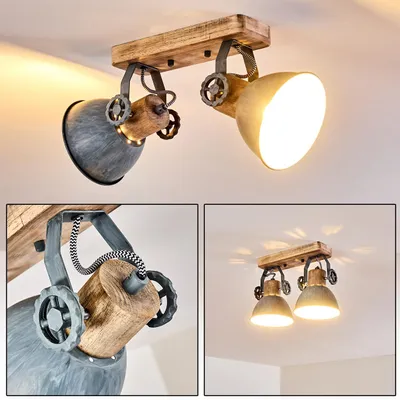 Produktbild von Cotes »Cotes« Deckenlampe aus Metall/Holz in Grau/Weiß/Braun, 2-flammig